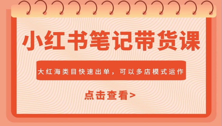 小红书笔记带货课，大红海类目快速出单，市场大，可以多店模式运作-白戈学堂