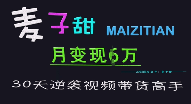 麦子甜30天逆袭视频带货高手，单月变现6W加特训营-白戈学堂