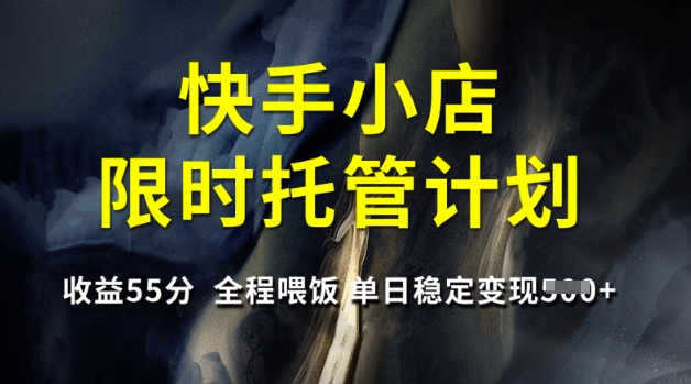 快手小店限时托管计划，收益55分，全程喂饭，单日稳定变现5张-白戈学堂