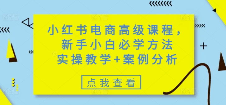 小红书电商高级课程，新手小白必学方法，实操教学+案例分析-白戈学堂