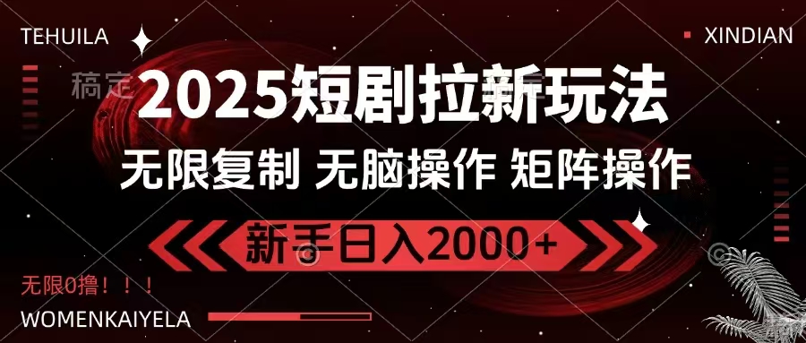 （14429期）2025短剧拉新玩法，无需注册登录，无限0撸，无脑批量操作日入2000+-白戈学堂