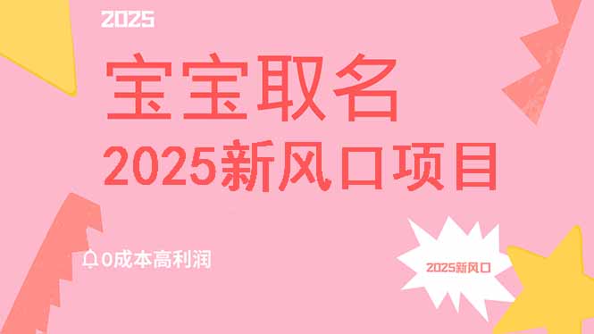 （14593期）2025新风口项目宝宝取名，0成本高利润，附保姆级教程，月入过万不是梦-白戈学堂